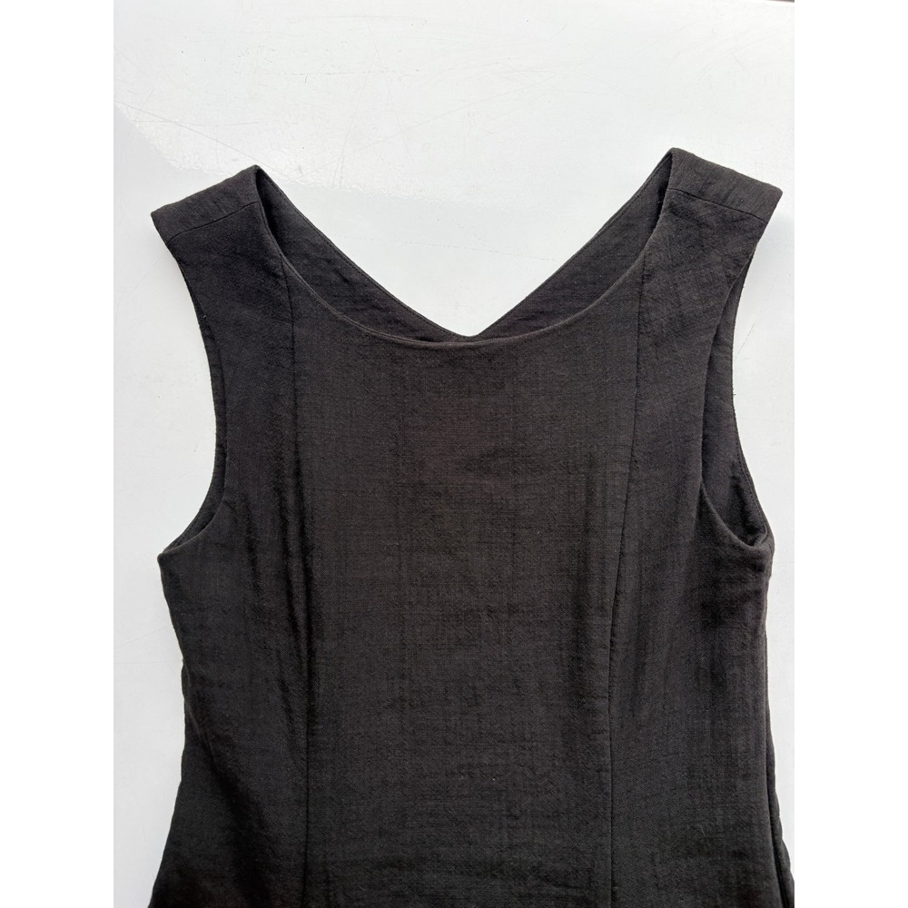 Theyskens Theory Black Wool Linen Blend Sleeveless Mini Dress with Pockets 2 - Picture 6 of 6